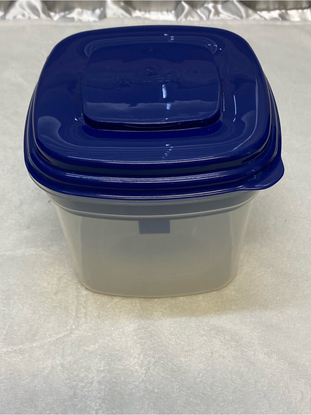 Fit & Fresh plastic sectional food storage container with a blue lid lunchbox